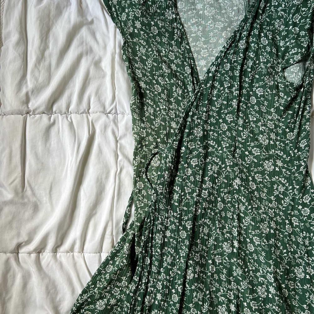 Floral Green Wrap Dress